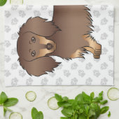 Schokolade & Tan Lange Haare Dackel Hund & Pfoten Geschirrtuch (Gefaltet)