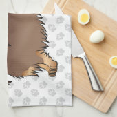 Schokolade & Tan Lange Haare Dackel Hund & Pfoten Geschirrtuch (Viertel Falte)