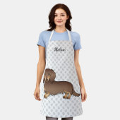 Schokolade & Tan Long Hair Dackel Hund & Name Schürze (Getragen)