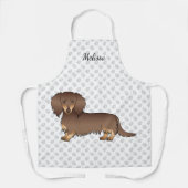 Schokolade & Tan Long Hair Dackel Hund & Name Schürze (Vorderseite)