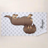 Schokolade & Tan Long Hair Dackel Hund & Name Strandtuch (Vorderseite)