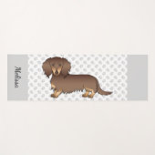 Schokolade & Tan Long Hair Dackel Hund & Name Yogamatte (Vorderseite (Horizontal))
