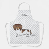 Schokolade & Tan Piebald Long Hair Dackel & Name Schürze (Vorderseite)