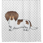 Schokolade & Tan Piebald Long Hair Dackel & Paws Duschvorhang (Vorderseite)
