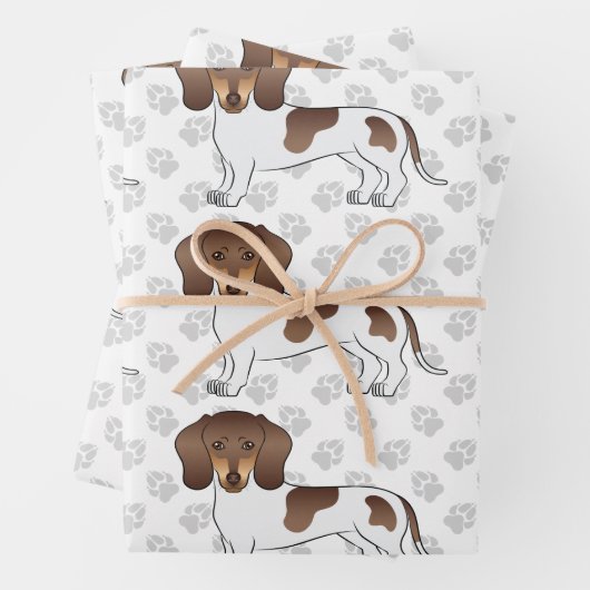 Schokolade & Tan Pied Kurze Dackel Geschenkpapier Set (Beispiel)