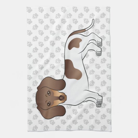 Schokolade & Tan Pied Kurze Dackel Geschirrtuch (Vertikal)