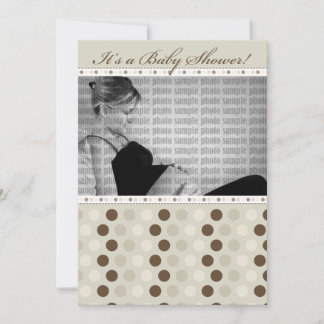 Schokolade Taupe Dots Kinderdusche Einladung