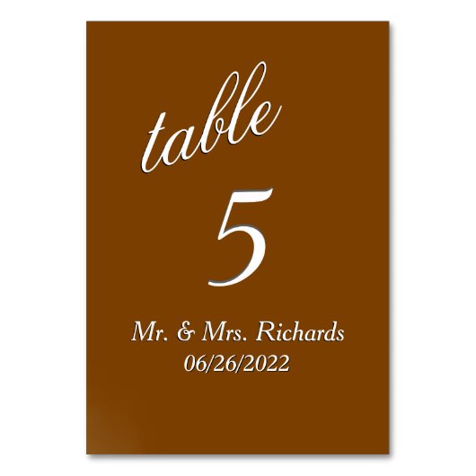 Schokolade Tischnummer (Rückseite)