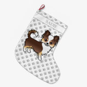 Schokolade Tricolor Langcoat Chihuahua Dog & Name Großer Weihnachtsstrumpf (Vorderansicht (hängend))