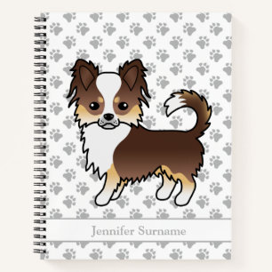 Schokolade Tricolor Langcoat Chihuahua Hund & Text Notizblock