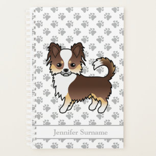 Schokolade Tricolor Langcoat Chihuahua Hund & Text Planer