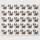 Schokolade Tricolor Langcoat Chihuahua Hundeschema Geschenkpapier (Flach)