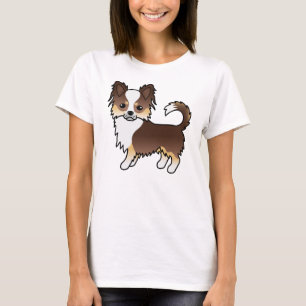 Schokolade Tricolor Long Coat Chihuahua Cartoon Do T-Shirt