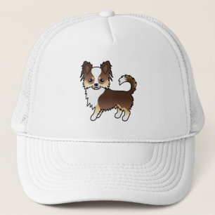 Schokolade Tricolor Long Coat Chihuahua Cartoon Do Truckerkappe