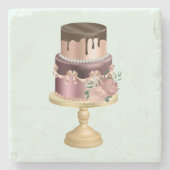 Schokolade Tropfen und Rose Gold Luxus Cake Steinuntersetzer (Vorderseite)
