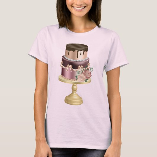 Schokolade Tropfen und Rose Gold Luxus Cake T-Shirt (Vorderseite)