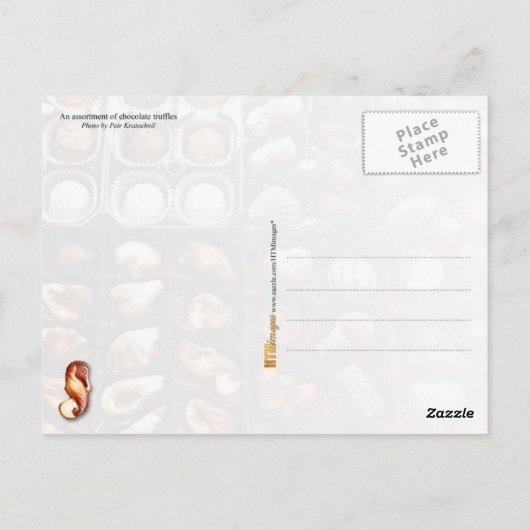 Schokolade-Trüffel in Form Postkarte (Rückseite)