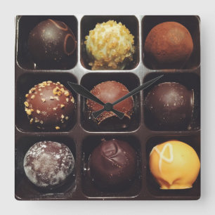 Schokolade Truffles Foto Quadratische Wanduhr