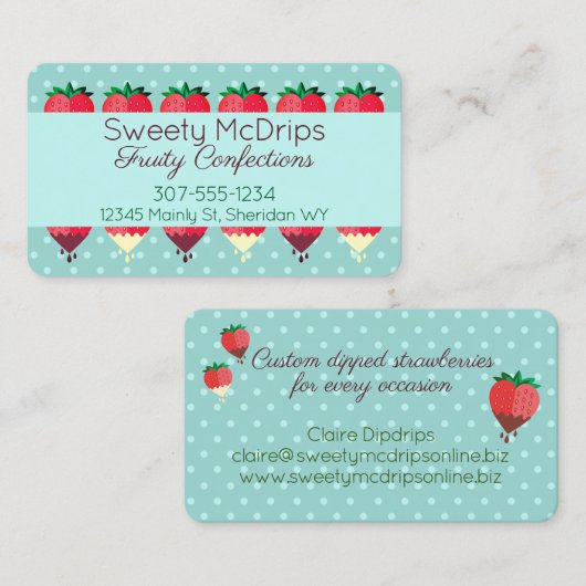 Schokolade überzogene Erdbeerfrüchte Visitenkarte (Vorne/Hinten)