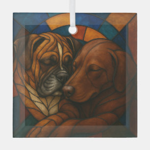 Schokolade und Boxer Labrador "Hartglas" Ornament Aus Glas