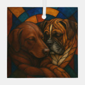 Schokolade und Boxer Labrador "Hartglas" Ornament Aus Glas (Rückseite)