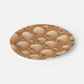 Schokolade und Bräunungsmuscheln auf Kakaobraun Pappteller (Schrägansicht)