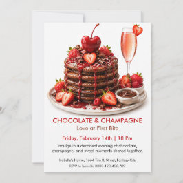 Schokolade und Champagner - Romantisches Dessert Einladung