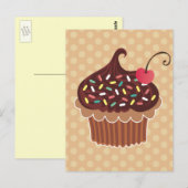 Schokolade und Cherry Cupcake Postkarte (Vorne/Hinten)