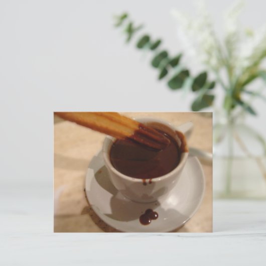 Schokolade und Churros Postkarte (Stehend Vorderseite)