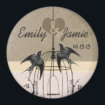 Schokolade und Coral Bird Cage Wedding Magnet<br><div class="desc">Mehr Vogelkäferhochzeiten</div>