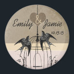 Schokolade und Coral Bird Cage Wedding Magnet<br><div class="desc">Mehr Vogelkäferhochzeiten</div>
