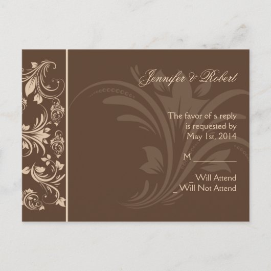 Schokolade und creme-florale Scroll UAWG Postkarte (Vorderseite)
