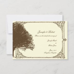 Schokolade und Ecru Filigree Wedding speichern das Save The Date