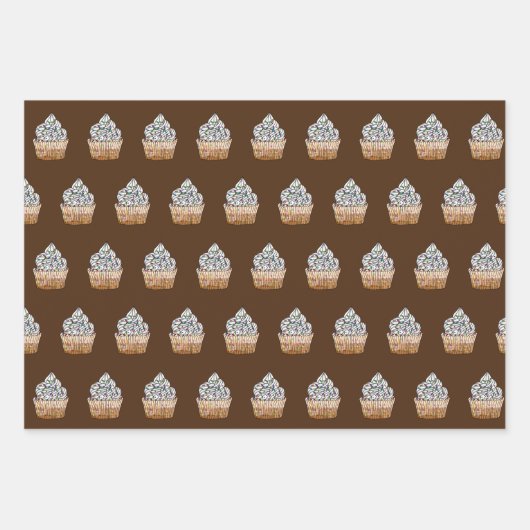 Schokolade und Erdbeeren Cupcakes Glücklich zum Ge Geschenkpapier Set (Vorderseite)