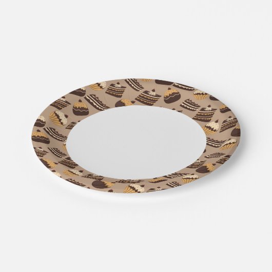 Schokolade und Gebäck 3 Pappteller (Schrägansicht)