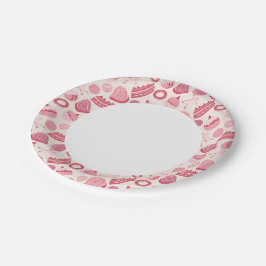 Schokolade und Gebäck Muster 2 Pappteller (Schrägansicht)