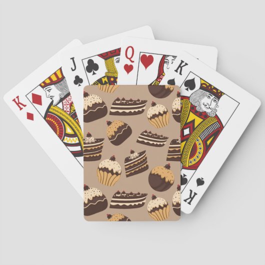 Schokolade und Gebäck Muster 3 Spielkarten (Rückseite)