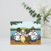 Schokolade und gelbe Labradore Postkarte (Stehend Vorderseite)