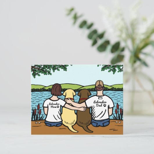 Schokolade und gelbe Labradore Postkarte (Stehend Vorderseite)