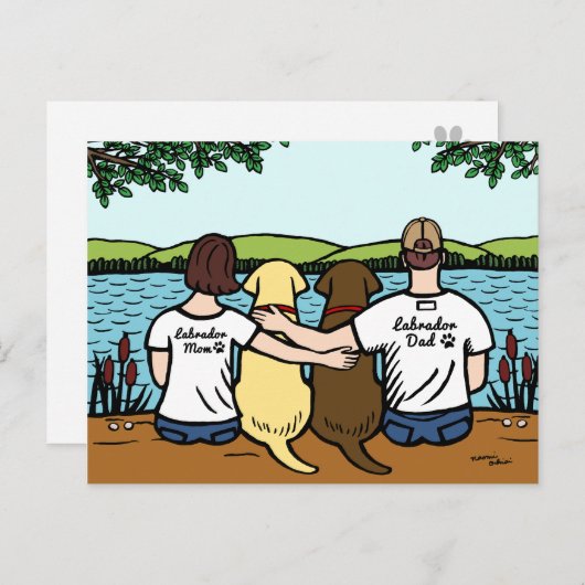 Schokolade und gelbe Labradore Postkarte (Vorne/Hinten)