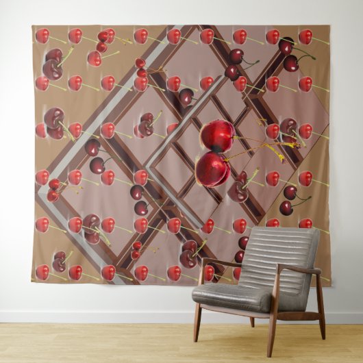 Schokolade und Kirschen Wandteppich (Beispiel (Horizontal))