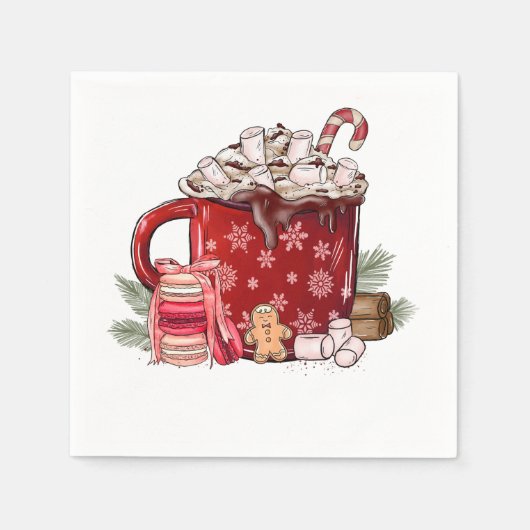 Schokolade und Marshmallows Serviette (Vorderseite)