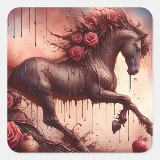 Schokolade und Rose Hengst Quadratischer Aufkleber (Vorderseite)