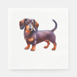 Schokolade und Tan Cream Dachshund Malerei - Wein Serviette