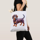 Schokolade und Tan Cream Dachshund Malerei - Wein Tasche (Von Nahem)