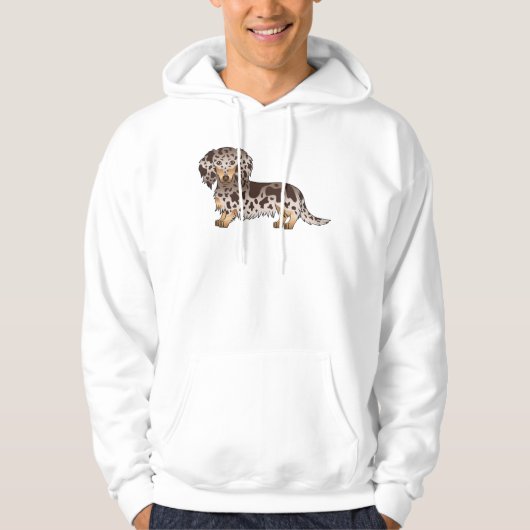 Schokolade und Tan Daple Dackel Hund Hoodie (Vorderseite)
