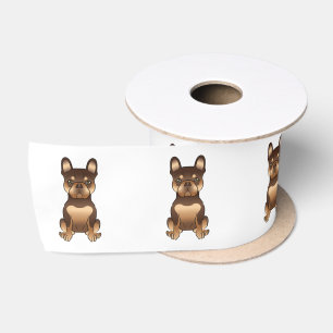 Schokolade und Tan French Bulldog-Cartoon-Hund Satinband