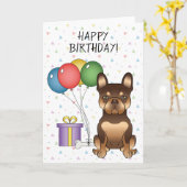 Schokolade und Tan French Bulldog Happy Birthday Karte (Gelbe Blume)
