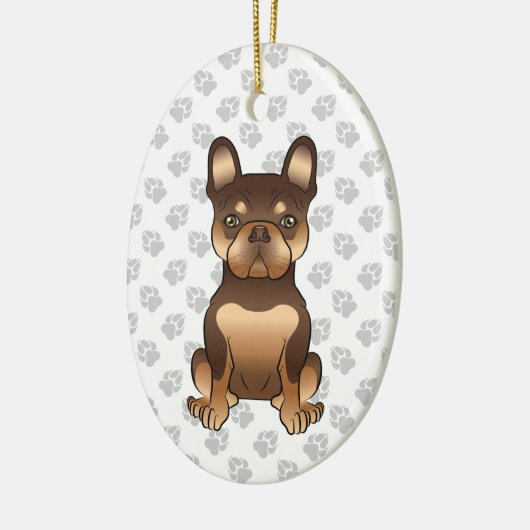 Schokolade und Tan French Bulldog Niedlicher Hund Keramik Ornament (Links)