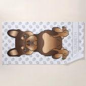 Schokolade und Tan French Bulldog Niedlicher Hund Strandtuch (Vorderseite)